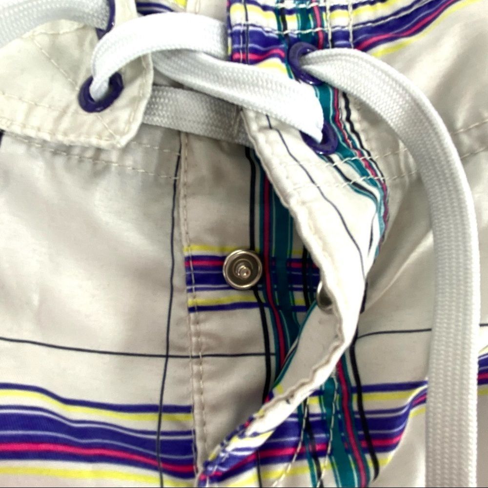Hurley plaid board shorts white purple teal size 7 - Picture 6 of 9